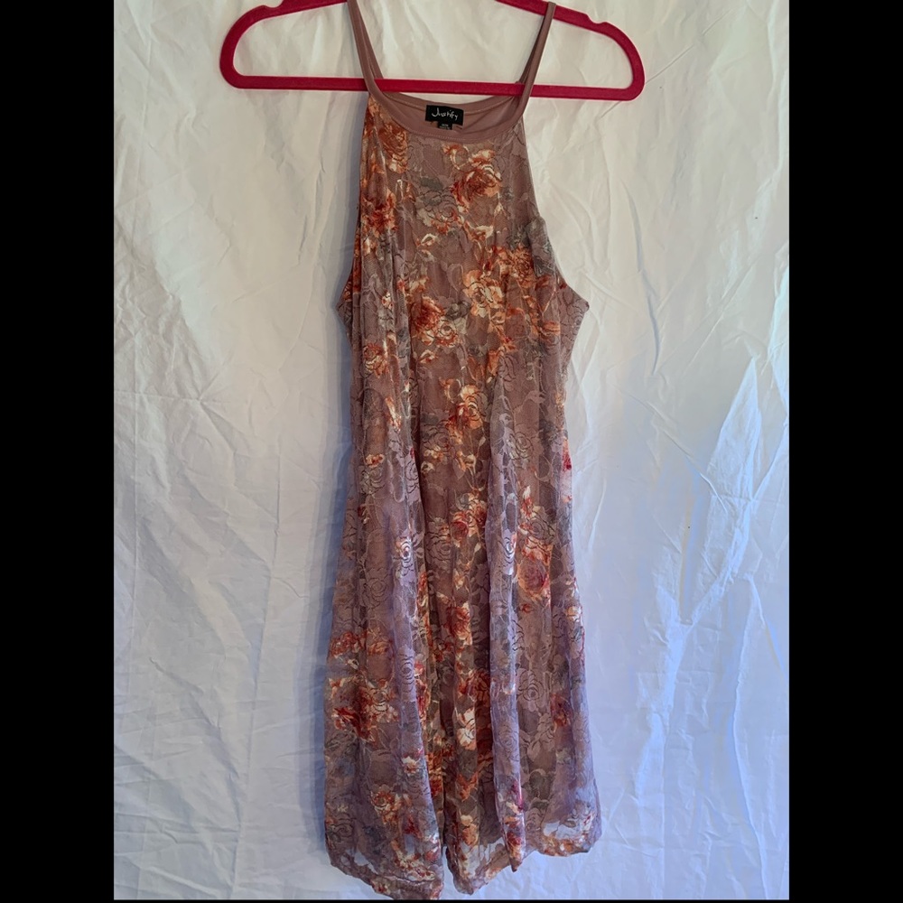 Pink, floral, spaghetti strapped, dress